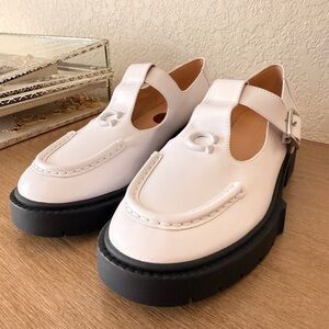 Coach Liv Mary Jane Platform Leather shoes white loafers